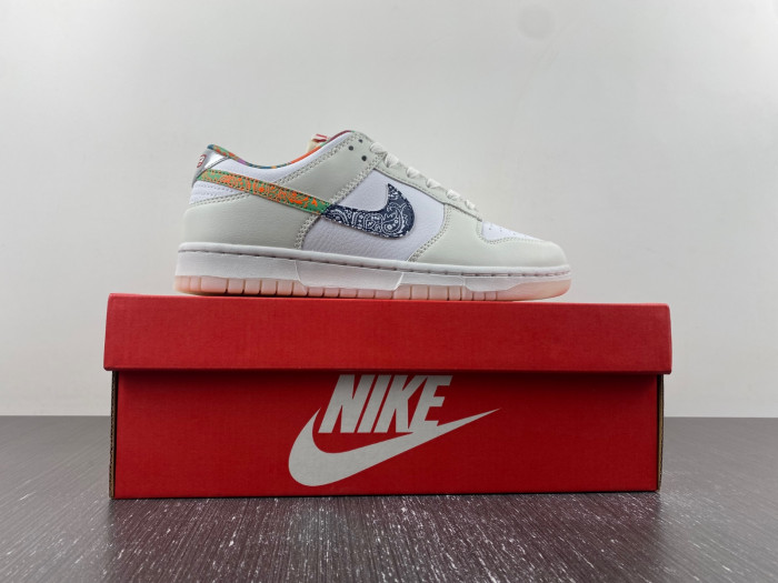 nike dunk low white multi-color paisley fn8913-141