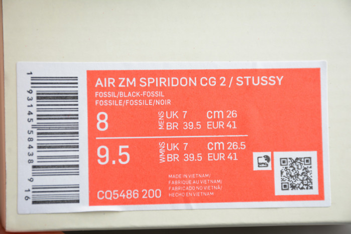 stussy x air zoom spiridon caged "fossil" cq5486-200