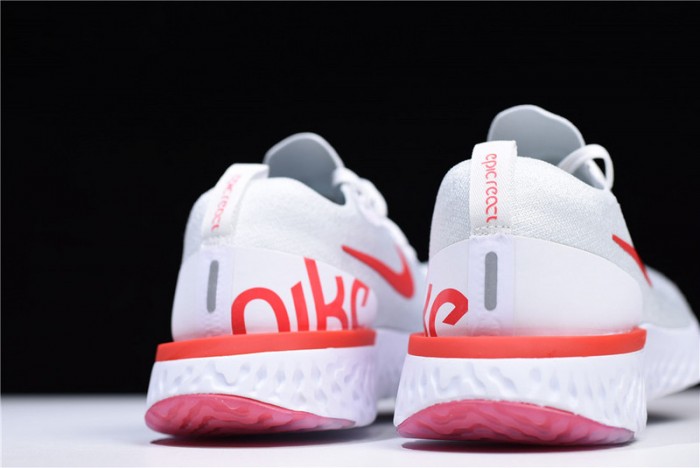 nike epic react flyknit white red aq0067 800