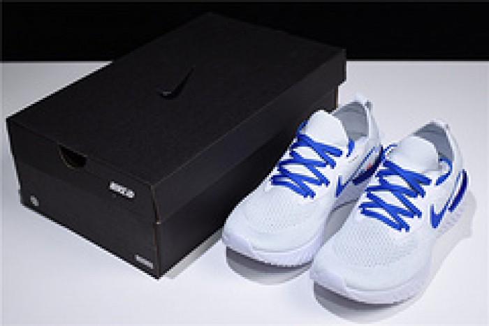 nike epic react flyknit white blue aq0067-993